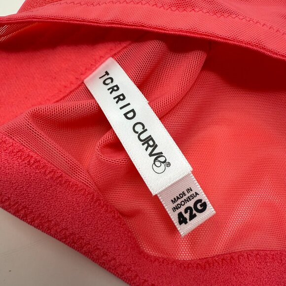 Torrid Curve Lace Underwire Balconette Bra Unlined Plus Size Pink 42G NEW $55 - Picture 3 of 4